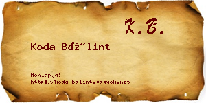 Koda Bálint névjegykártya