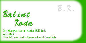 balint koda business card
